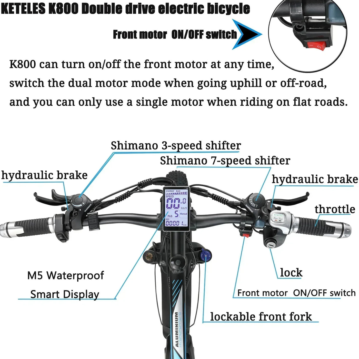 KETELES K800 2×1000W dual Motors Electric Bike-UK