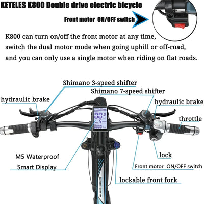 KETELES K800 2×1000W dual Motors Electric Bike-UK