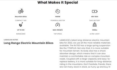 Lankeleisi RV700 Electric Mountain Bike