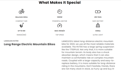 Lankeleisi RV700 Electric Mountain Bike - US